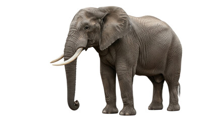 Obraz premium African elephant with long tusks, side view isolated PNG with Transparent Background