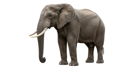 African elephant with long tusks, side view isolated PNG with Transparent Background