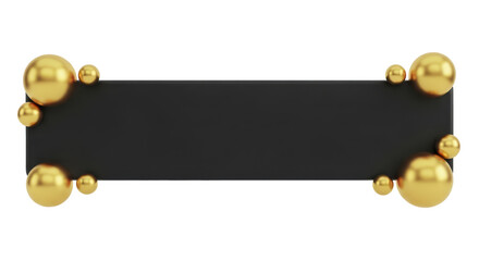 Luxurious black rectangular banner adorned with shimmering gold spheres, offering a sophisticated and elegant design element for various upscale presentations and announcements