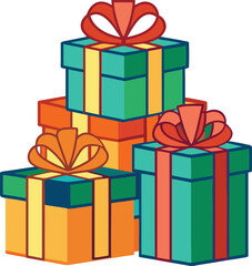 Decorative Gift Boxes with Bows on White Background