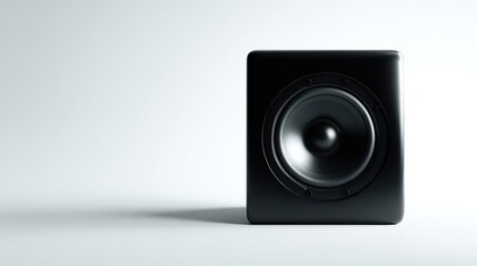 Obraz premium modern black bookshelf speaker, clean white background, realistic detail, clipping path