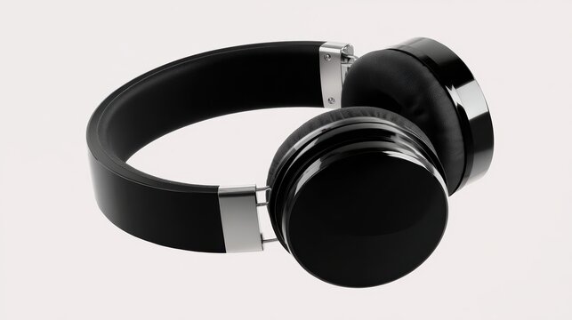large soft wireless headphones in black, modern style with powerful buffer loudspeaker column