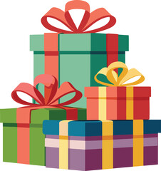 Colorful Gift Boxes Stacked Neatly on White Background