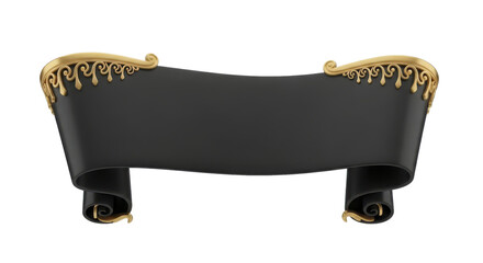 Elegant Black Banner with Gold Decorative Elements for Announcements, Titles, and Headlines