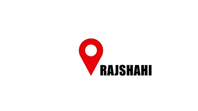 4K Rajshahi City Location Map with GPS Tracking Pin &ndash; Animation Alpha Channel Graphic