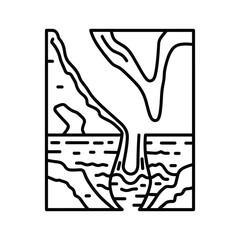 Line art icon illustrating a cross section of human skin and hair follicle structure