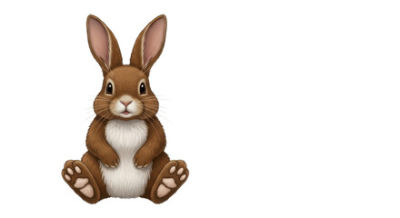 Fototapeta premium Cute brown bunny sitting upright isolated PNG with Transparent Background