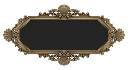 Decorative ornate frame with empty black space, perfect for text or signage, vintage style