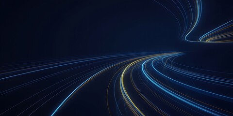 Abstract light trails on dark background representing speed and connectivity
