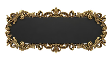 Ornate golden baroque frame with a blank black rectangular space for text and design