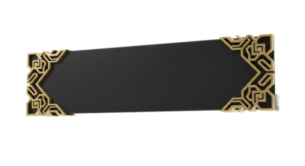 Elegant Black Banner with Ornate Gold Design Perfect for Displaying Information or Titles