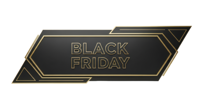 Elegant Geometric Black Friday Banner with Golden Accents for Seasonal Sales