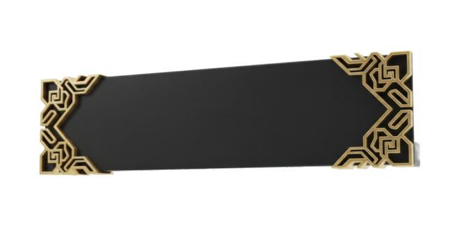 Elegant Black Banner with Ornate Gold Design Perfect for Displaying Information or Titles