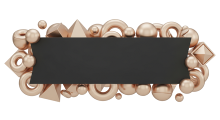 Abstract 3D Geometric Shapes with Dark Banner for Text and Design