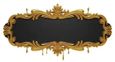 Ornate golden baroque frame with elegant scrolling details and a fluid, dripping embellishment, perfect for luxury design and vintage-inspired projects