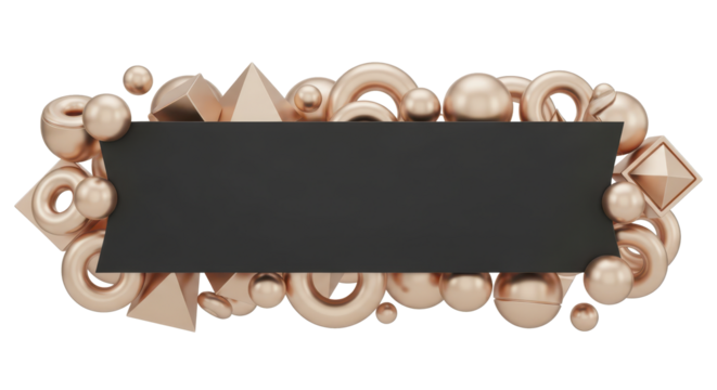Abstract 3D Geometric Shapes with Dark Banner for Text and Design - Powered by Adobe