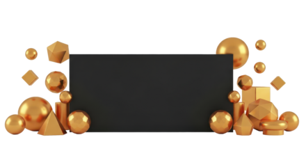 Abstract Geometric Shapes Forming a Textured Border Around a Blank Black Rectangular Space for Text or Design Elements