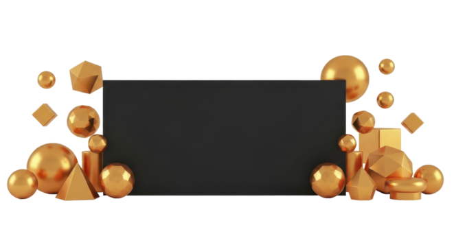 Abstract Geometric Shapes Forming a Textured Border Around a Blank Black Rectangular Space for Text or Design Elements