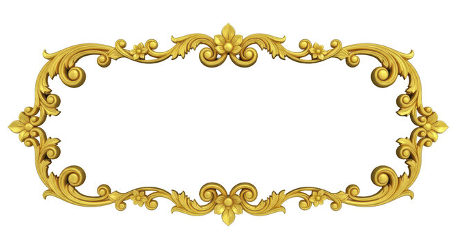 Elegant Golden Ornamental Frame Perfect for Invitations, Decorations, and Special Events