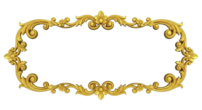 Elegant Golden Ornamental Frame Perfect for Invitations, Decorations, and Special Events