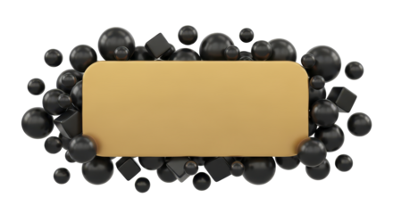 Geometric Frame with Spheres and Cubes Golden Rectangle on Dark Background