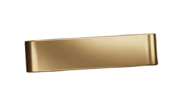 Glossy golden rectangular bar with a reflective metallic finish, ideal as a blank placeholder, premium decorative element, or luxurious design template for various digital and print applications