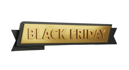 Golden lettering on a sleek black ribbon banner signifying a major shopping event, ideal for promotions and discount advertisements