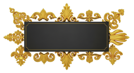 Ornate Gold Frame with Elegant Accents, Classic Decoration for Text or Image