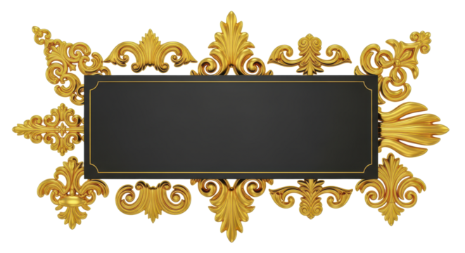 Ornate Gold Frame with Elegant Accents, Classic Decoration for Text or Image