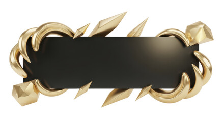 Golden textured banner frame adorned with sharp, metallic claws and aggressive geometric spikes, creating a powerful and luxurious design element for modern aesthetics and gaming