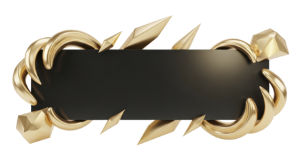 Golden textured banner frame adorned with sharp, metallic claws and aggressive geometric spikes, creating a powerful and luxurious design element for modern aesthetics and gaming