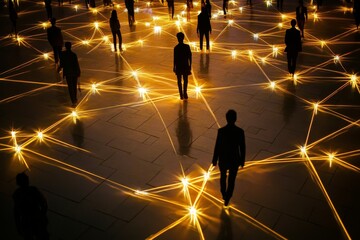 Obraz premium A visual representation illustrating human connections in a digital network, symbolizing modern communication