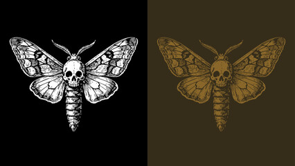 Death's Head Hawkmoth Inverse Engraving Vector