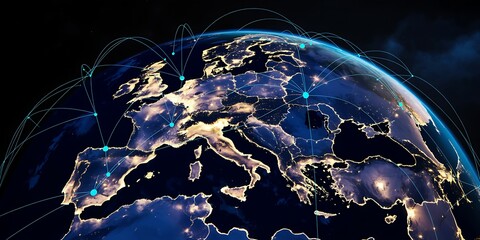 Global Connectivity Networks Across the Earth at Night with City Lights