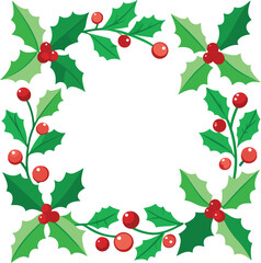Classic Christmas Holly Berries Border Art