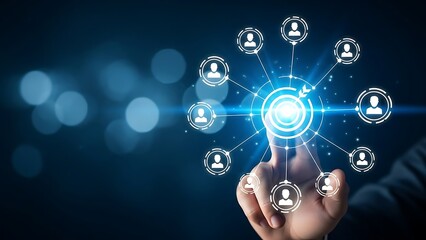 Human resources management or social network concept represented with glowing interface