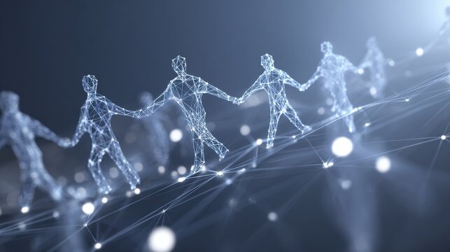 Digital network connection people linked together