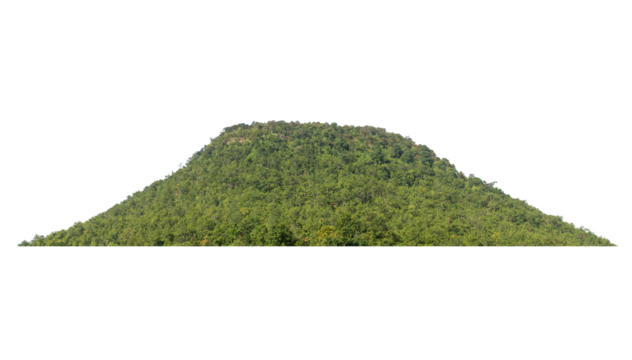 Panorama island, hill, mountain isolated on a white background. with clipping path, for photo montage. Used for graphics