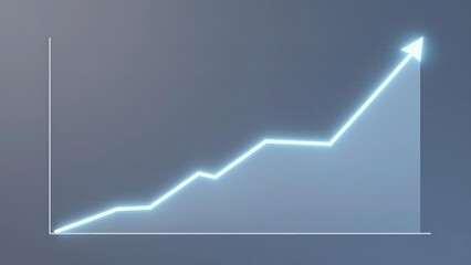 A glowing financial growth chart in a minimalistic infographic style in cool blue tones, representing business intelligence and growing profits