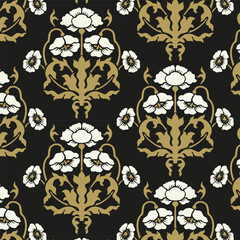 Art Nouveau Damask Floral Seamless Vector Pattern