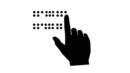 A black silhouette icon of a hand with an index finger reading braille text for the visually impaired.