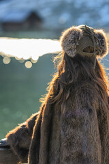 Bella modella inverno con pelliccia