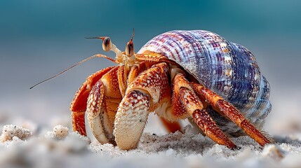 Hermit Crab with Colorful Shell on Sandy Beach crustacean Image