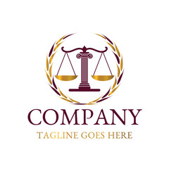 Lawyer Company or Law Firm Gold and Burgundy Logo