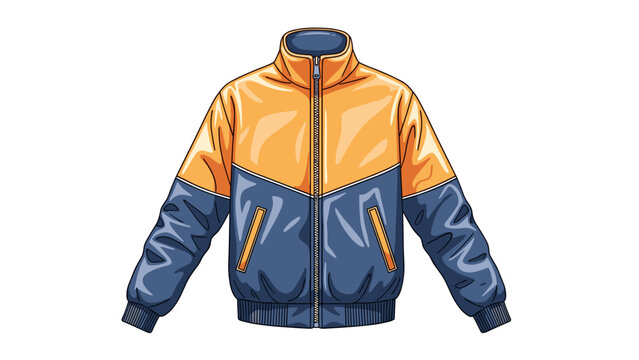 Stylish jacket illustration showcasing vibrant color blocking and modern design