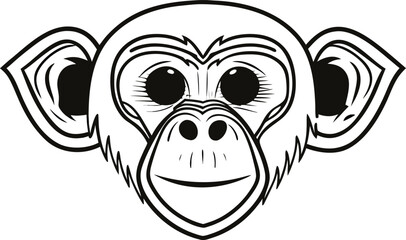 monkey face stylized silhouette vector illustration
