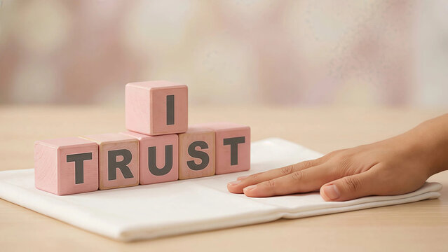 Building Blocks of Trust Nurturing Relationships Showing Support Building Confidence and Reliability Hand of Assurance