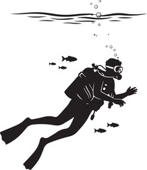 Scuba diving silhouette vector illustration