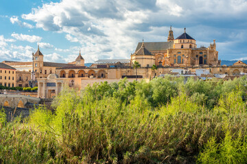 Fototapeta premium Mezquita (Great Mosque of Cordoba) over old town in Andalusia, Spain