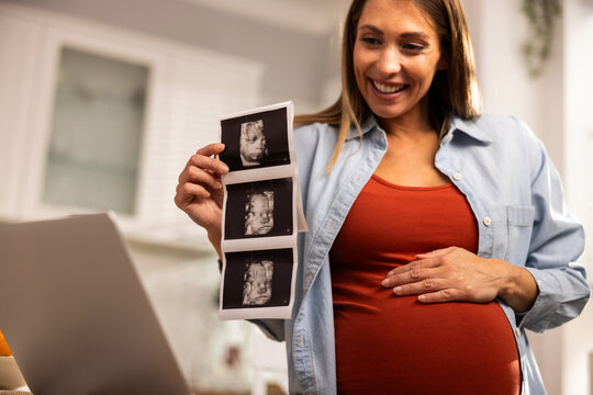 Pregnant Woman Showing Ultrasound